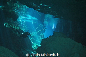 Cenote and Diver by Chris Miskavitch 